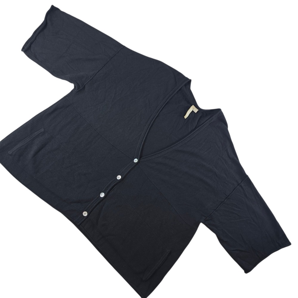 Pure‎ Jill Cotton Cashmere Blend V-Neck Cardigan Black M Women Loungewear